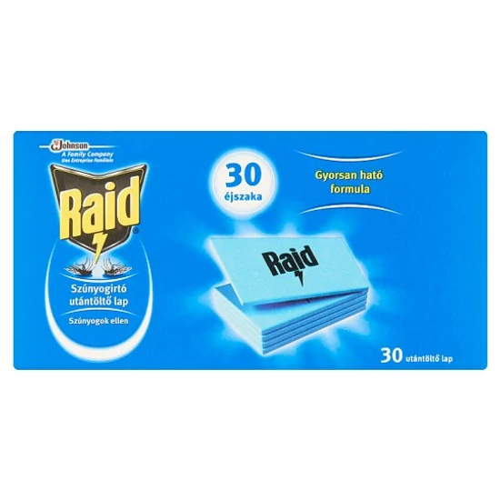 Raid elektromos szúnyogriasztó utántöltő lapka 30 db